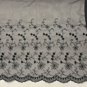 Wide Embroidered Black Net
